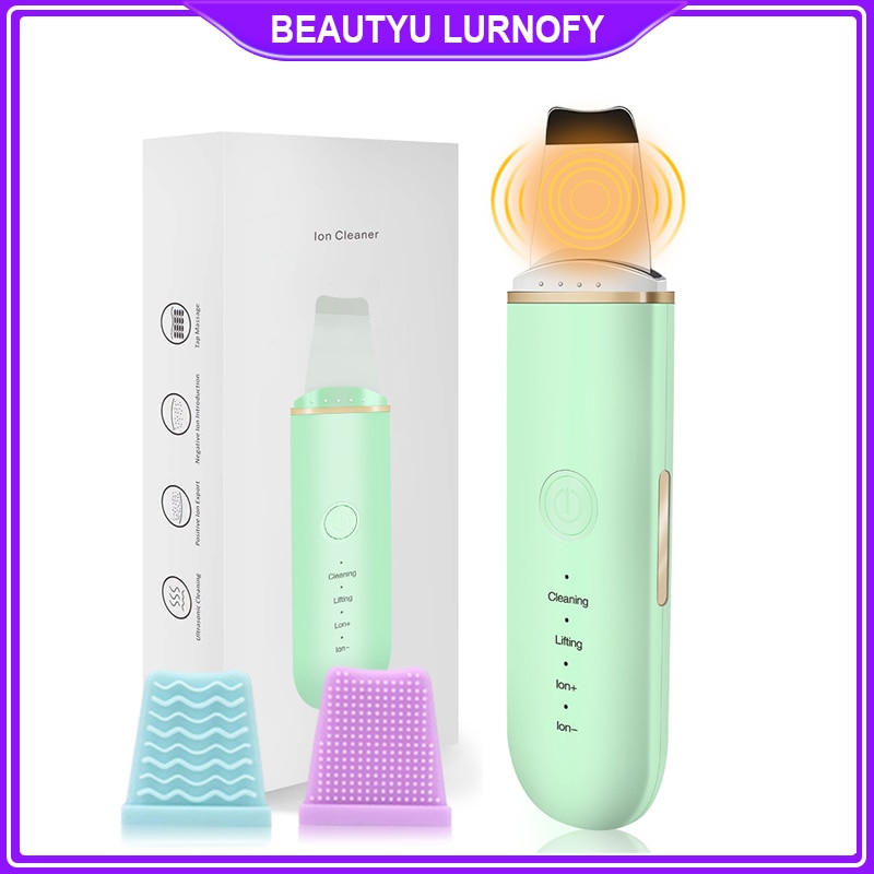 Ultrasonic Skin Scrubber Ion Deep Face Cleaner Blackhead Remover Face Shovel Skin Scraper Facial Spatula Ultrasound Peeling