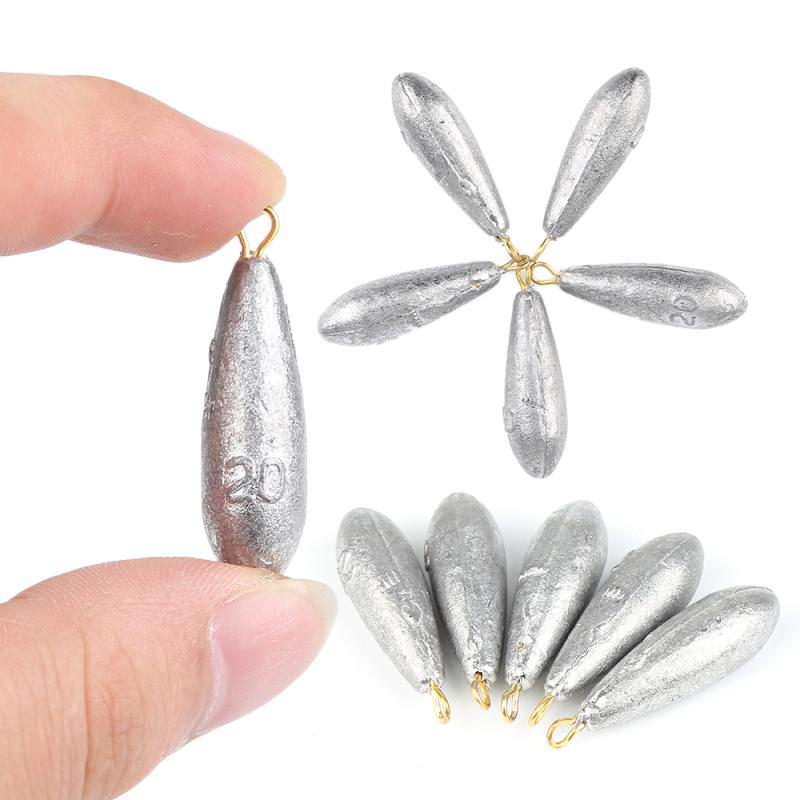 Pesas de plomo de tungsteno para pesca, aparejo carpa, aparejo, forma de gota de agua de plomo, 5 uds.