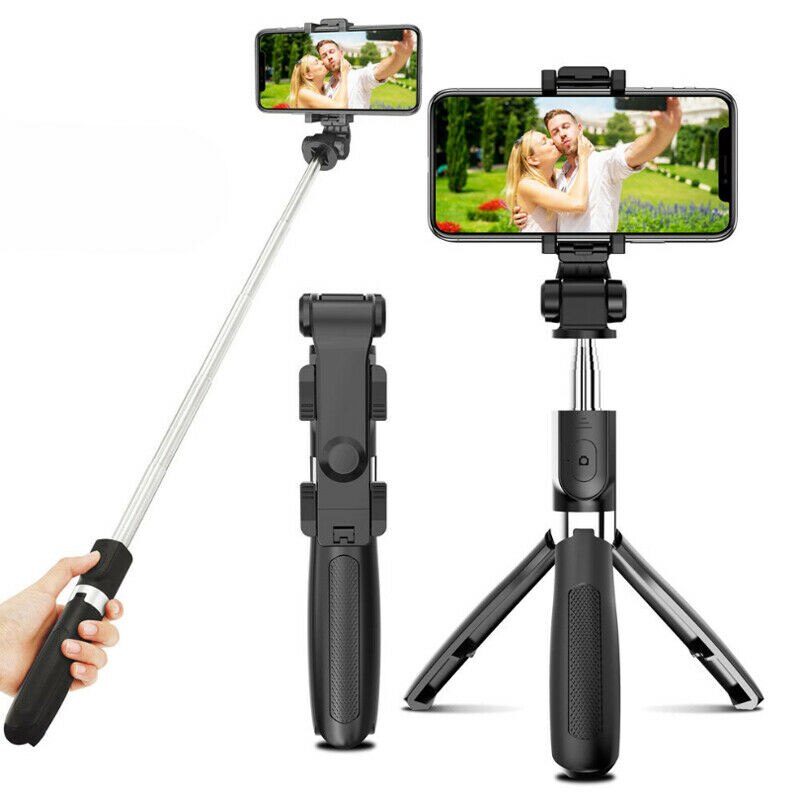 3 In 1 Draadloze Selfie Stok Statief Uitschuifbare Telescopische Telefoon Stand + Remote Zwart/Wit Gdeals