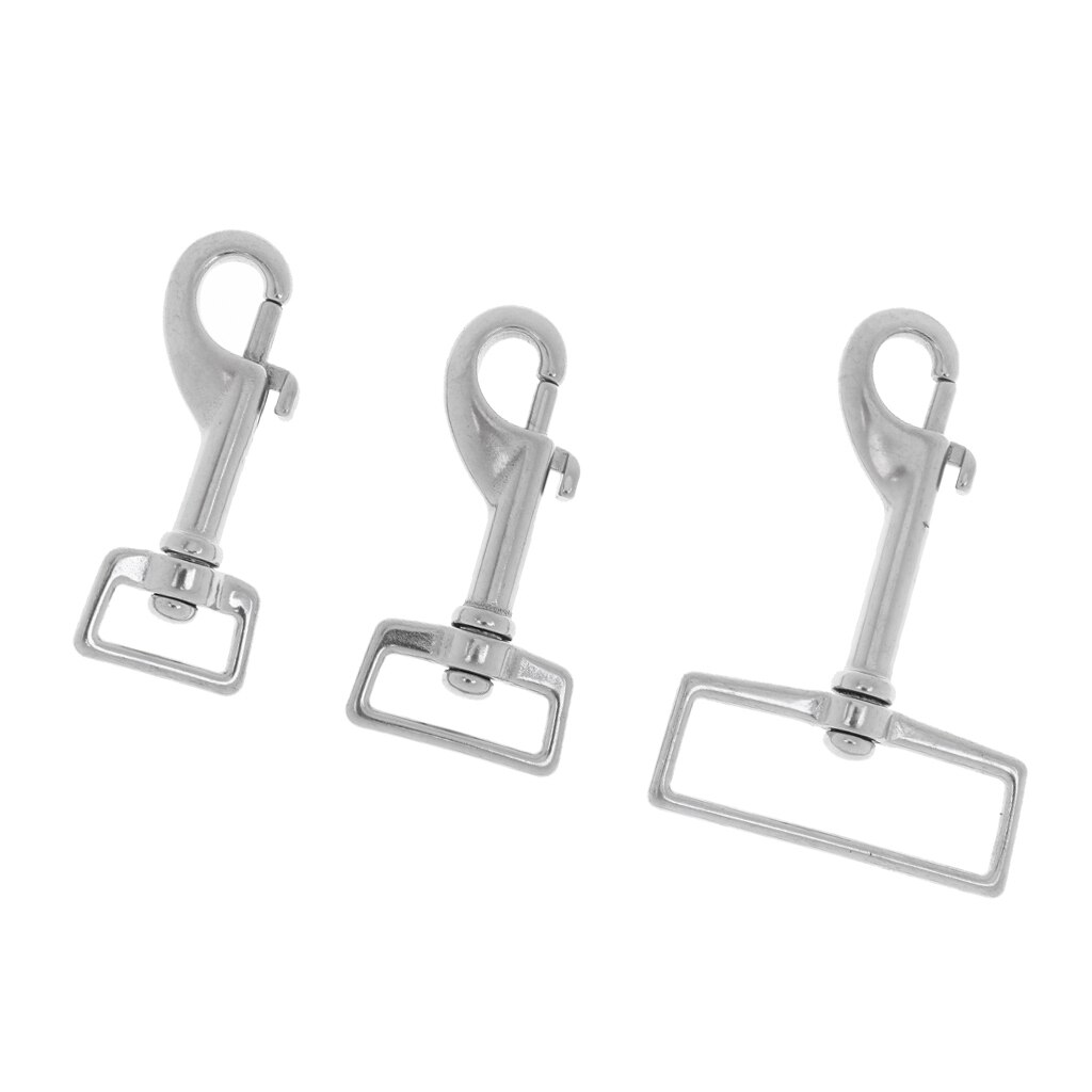 2.6/3.4/5.8cm 316 Stainless Steel Swivel Eye Snap Hook Clip- Square Eye