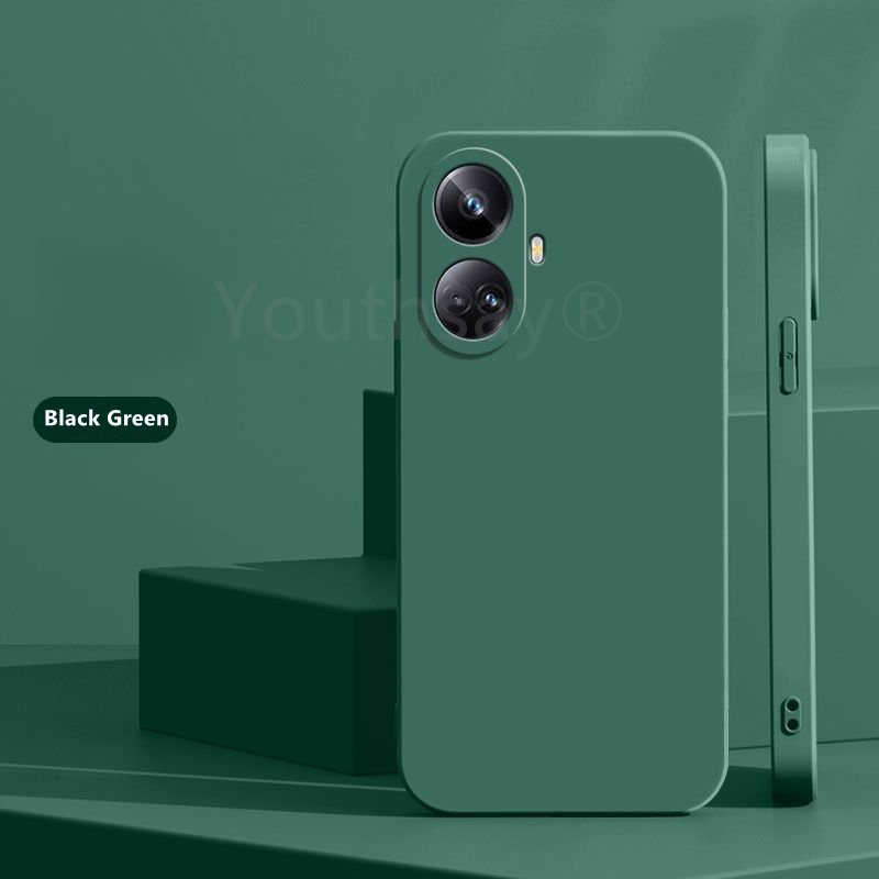 Pour Realme C55 Housse Realme C55 Coquille Funda TPU Souple En Silicone D'origine Étui Arrière Realme C55: Microfibre / Noir Vert