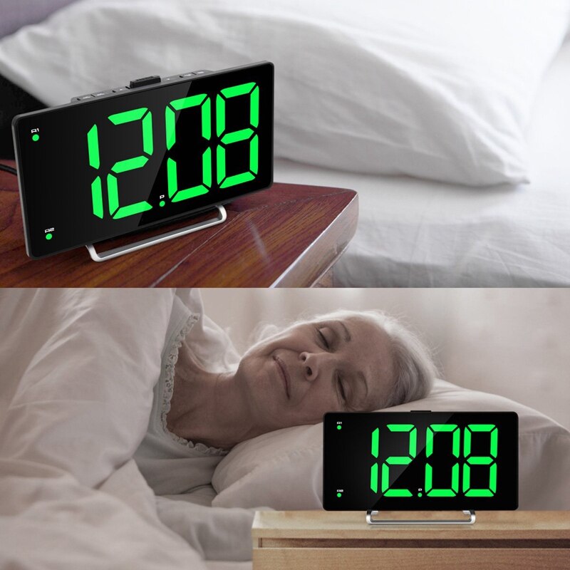 Grote wekker 9 inch led digitaal display dubbele wekker met usb-oplaadpoort 0-100 dimmers voor senioren eenvoudig nachtkastje groot nummer