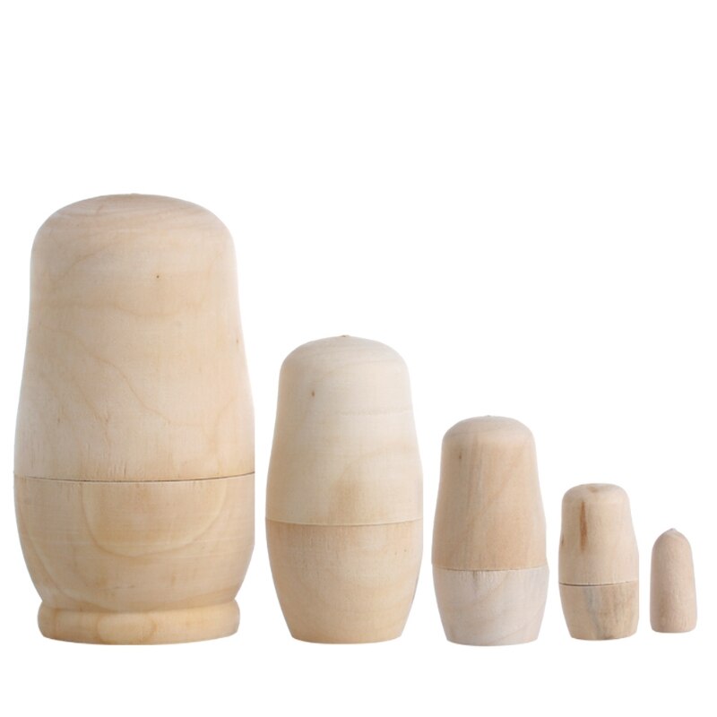 5x bricolaje sin pintar en blanco de madera en blanco muñecas anidadas Matrioska juguete Y4UD