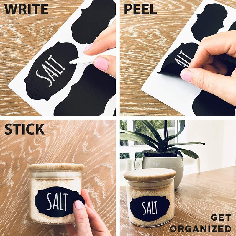 250pcs/Roll Home Decoration Blackboard Sticker Black Recycling PVC Adhesive Organizer Kitchen Label Stickers Waterproof
