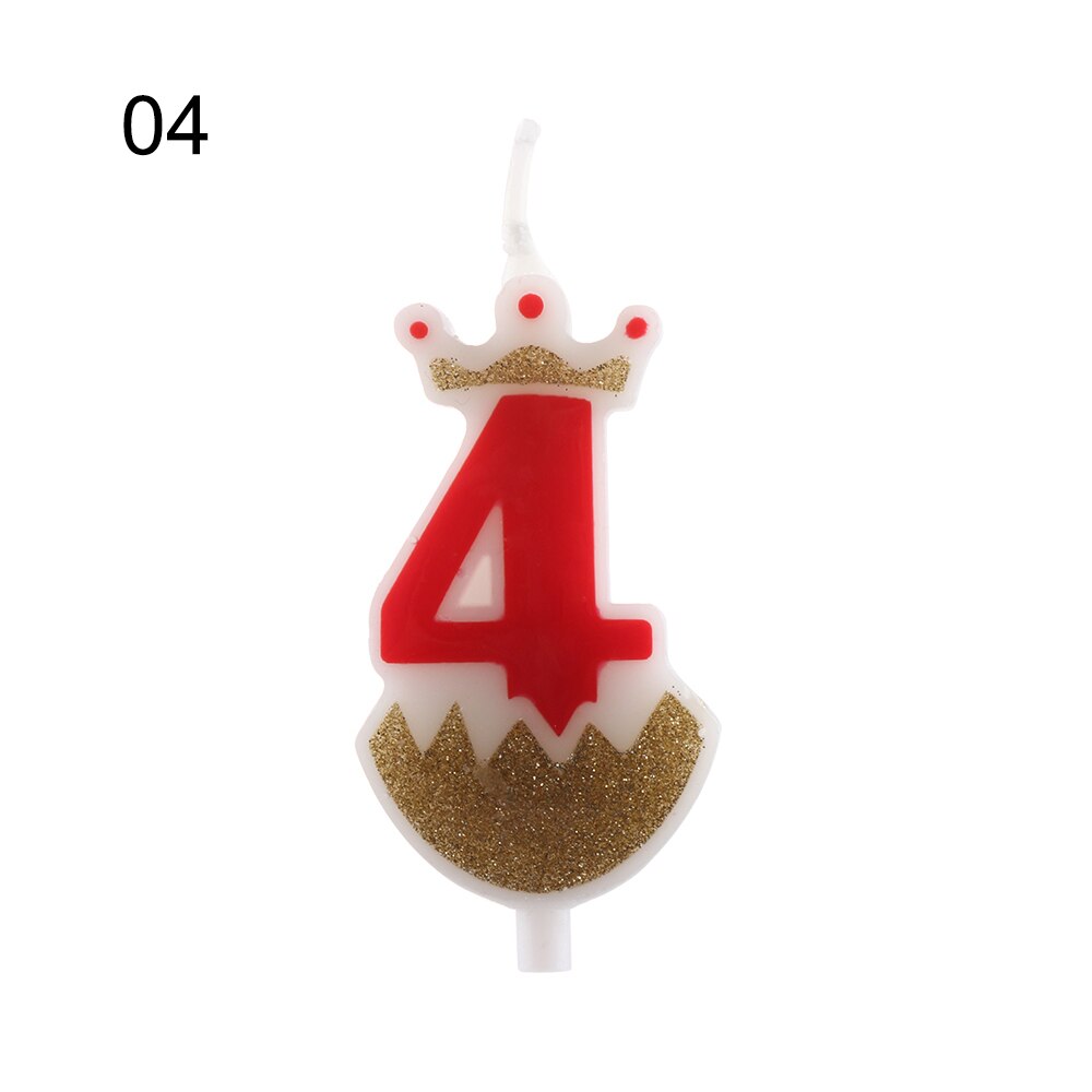 1PC 0-9 Numbers Cake Topper Birthday Wedding Digital Crown Candles Gold Red Number Party Supplies DIY Decoration for Baking