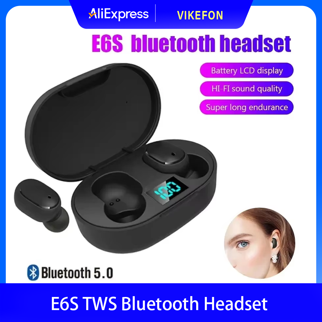 TWS E6S Kabelloses Bluetooth-Headset, wasserdichte LED-Ohrhörer mit Geräuschunterdrückung und Mikrofon, kabellose Kopfhörer, Bluetooth-Kopfhörer
