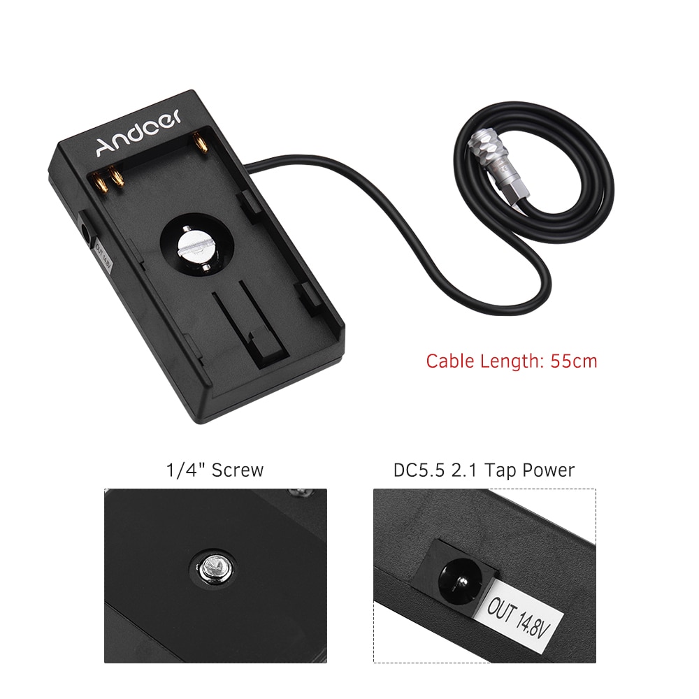 Andoer Kamera DV Batterie Netzteil Montieren Platte Adapter mit 1/4 Zoll Schraube für BMPCC 4K für Sony BP-U30 u60 U90 BP-U Batterie