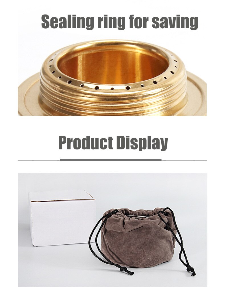 Brûleur de poêle à alcool en laiton résistant avec couvercle en alliage d'aluminium pour Camping en plein air randonnée sac à dos cuisson Portable