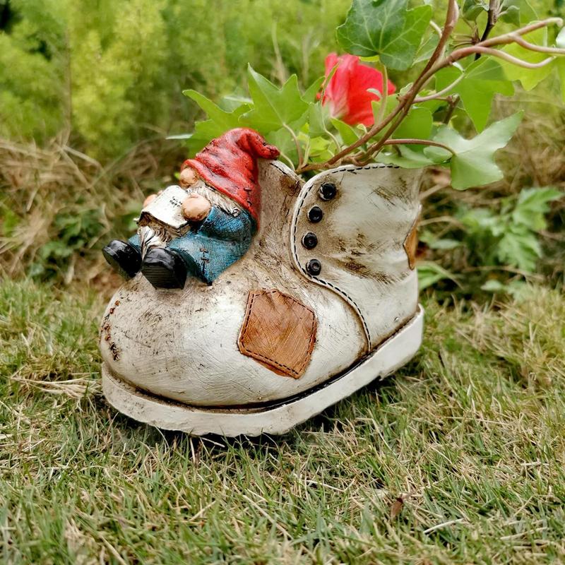 Cowboyschoen Plant Pot Bloempot, Vintage Laars Groeiende Container Voor Vetplanten Kruidenbloem, Hars Kabouter Tuin Decor