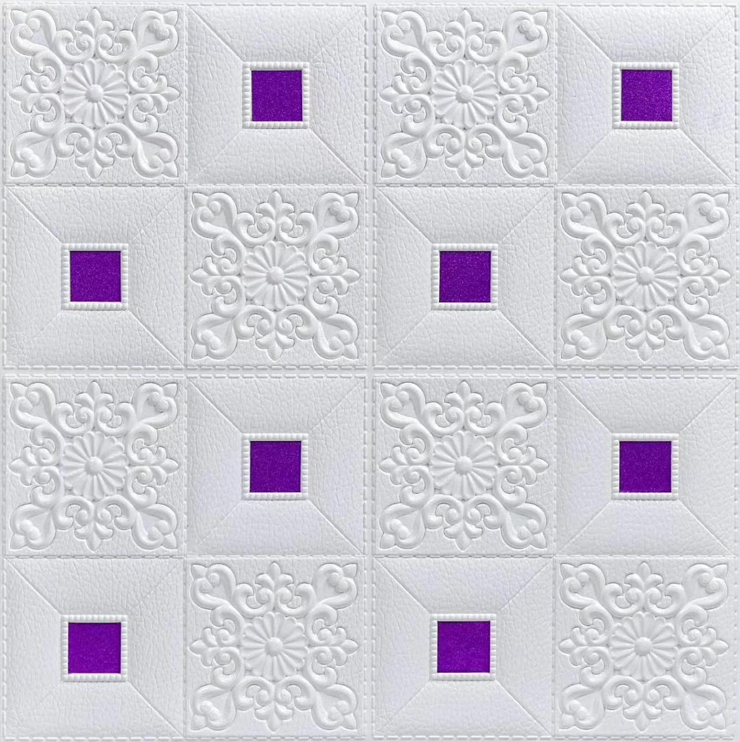 10 Pcs Self-Adhesive 3D Brick Wall Sticker Roof Ceiling Decoration Background Roughcast House Bedroom Living Room Wall Stickers: white purple / 10 pieces 35X35cm