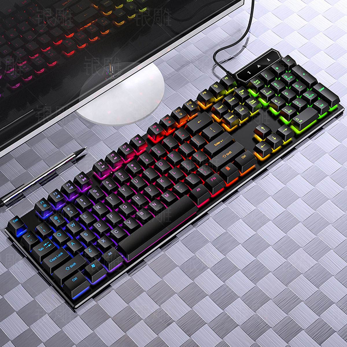 RGB Backlit Desktop Keyboard Mouse USB Wired Gaming Glowing Keyboard Mouse Combo for PC Laptop Gamer Mouse Pad