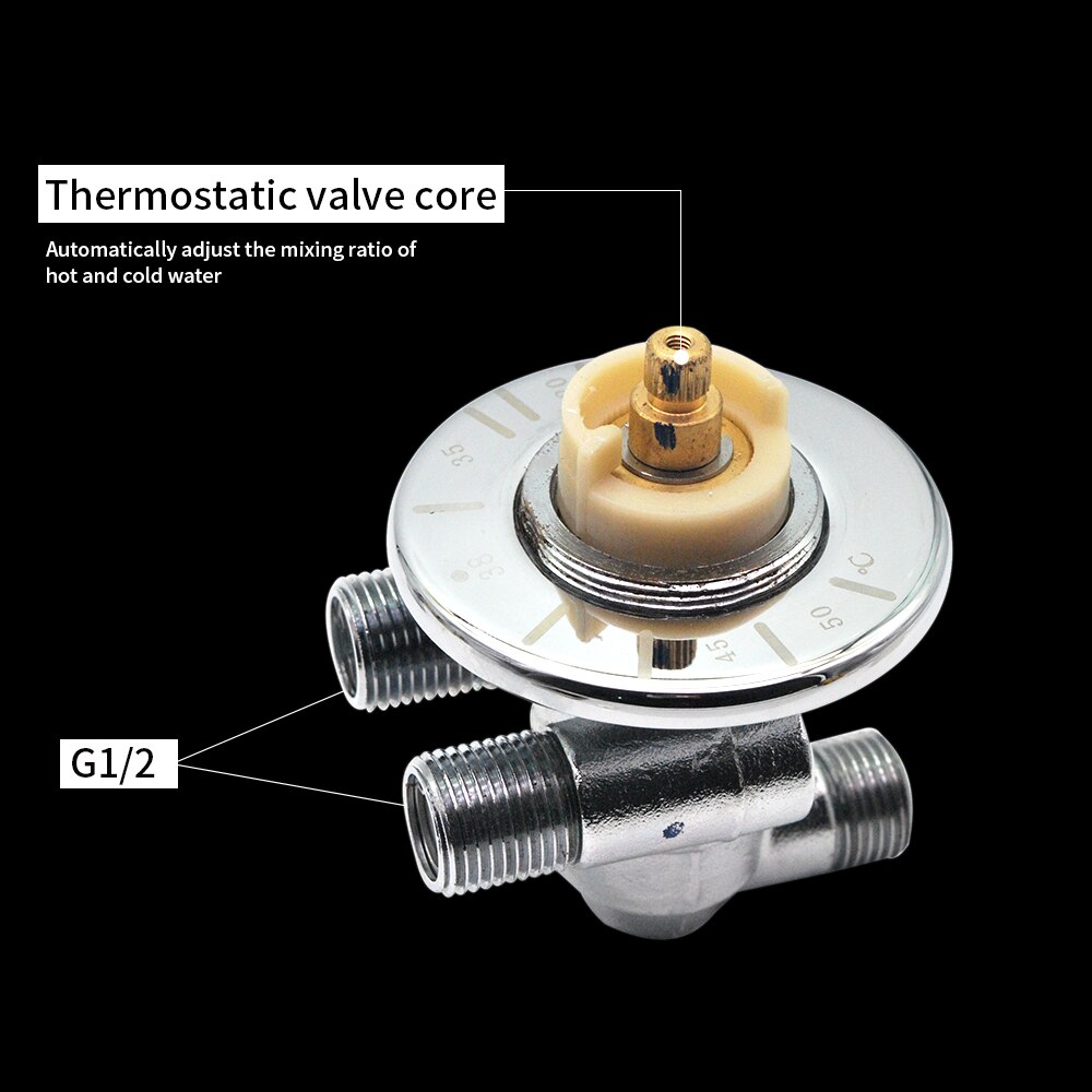 Solid Brass G 1/2" Thermostat Mixer Valve For Bathroom Shower Faucet Valve Replacement Thermostatic Valve Cartridage