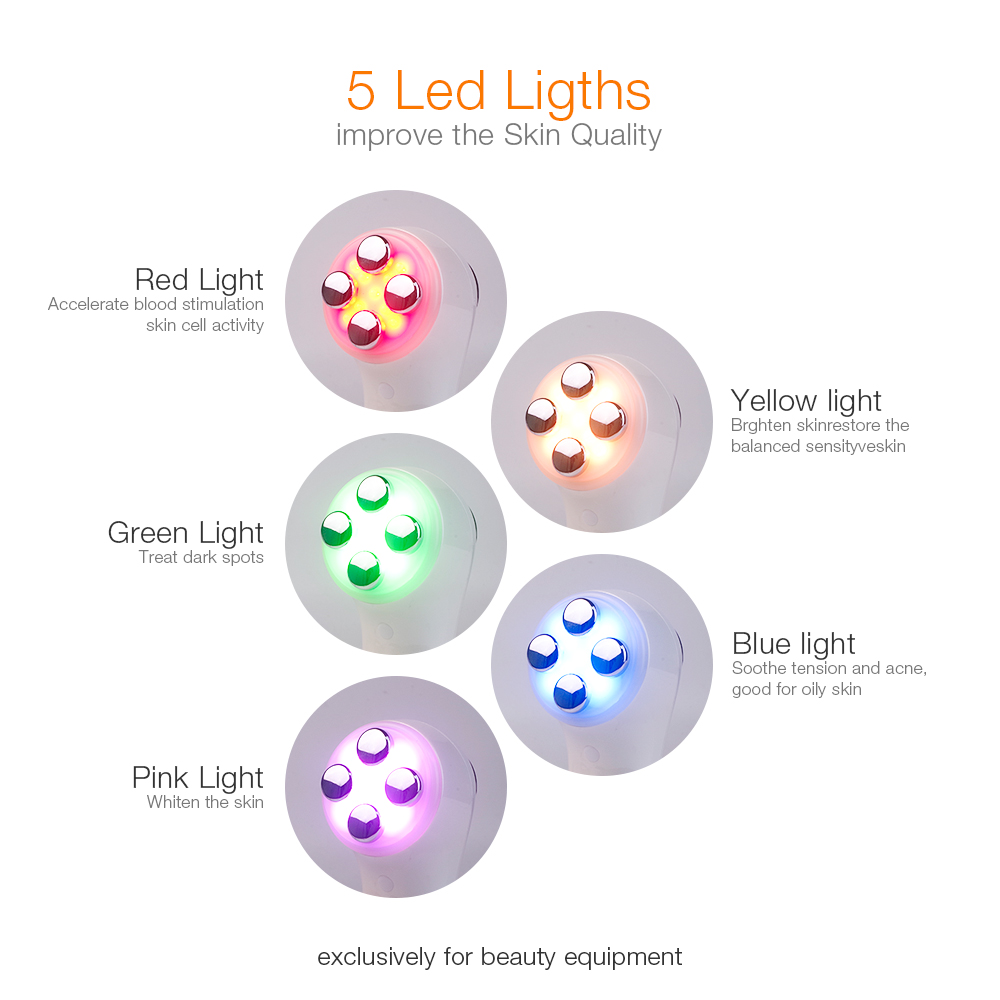 6 in 1 Mesoporation Electroporation LED Photon Therapy Beauty Device Radio Frequency Face Lifting Facial Skin Tighten Massager