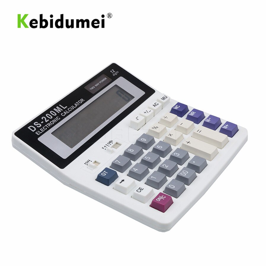 kebidumei Big Buttons Office Calculator Large Computer Keys Muti-function Computer Battery Calculator DS-200ML 12 Digits