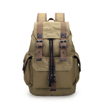 mode mannen rugzak vintage canvas rugzak schooltas mannen/Vrouwen reistassen grote capaciteit rugzak tas: khaki