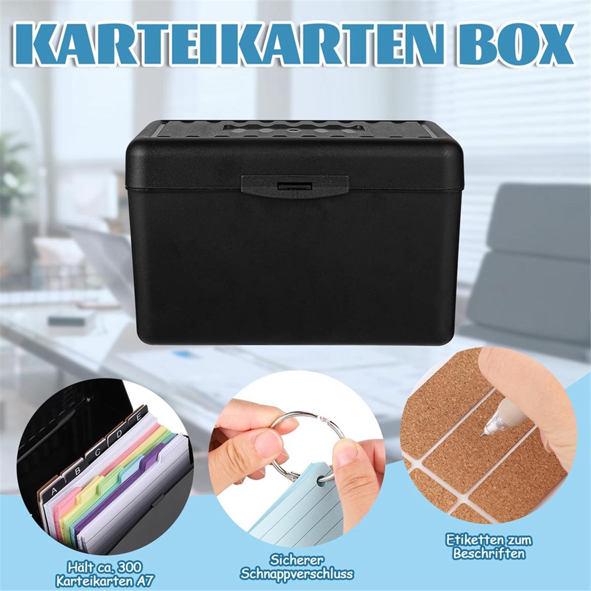 Ensemble de porte-cartes index, boîte d'index avec 230 cartes flash assorties, doublée de comparateur de couleurs, 6 anneaux et autocollants, parfait pour l'école