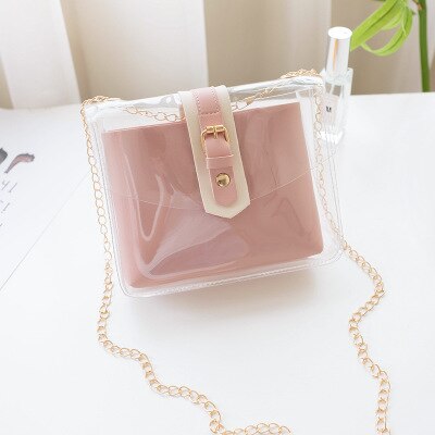 Casual Transparante PVC Jelly schoudertassen voor Vrouwen Reizen Handtassen Crossbody Mobiele Telefoon Portemonnee Dames Meisje: pink