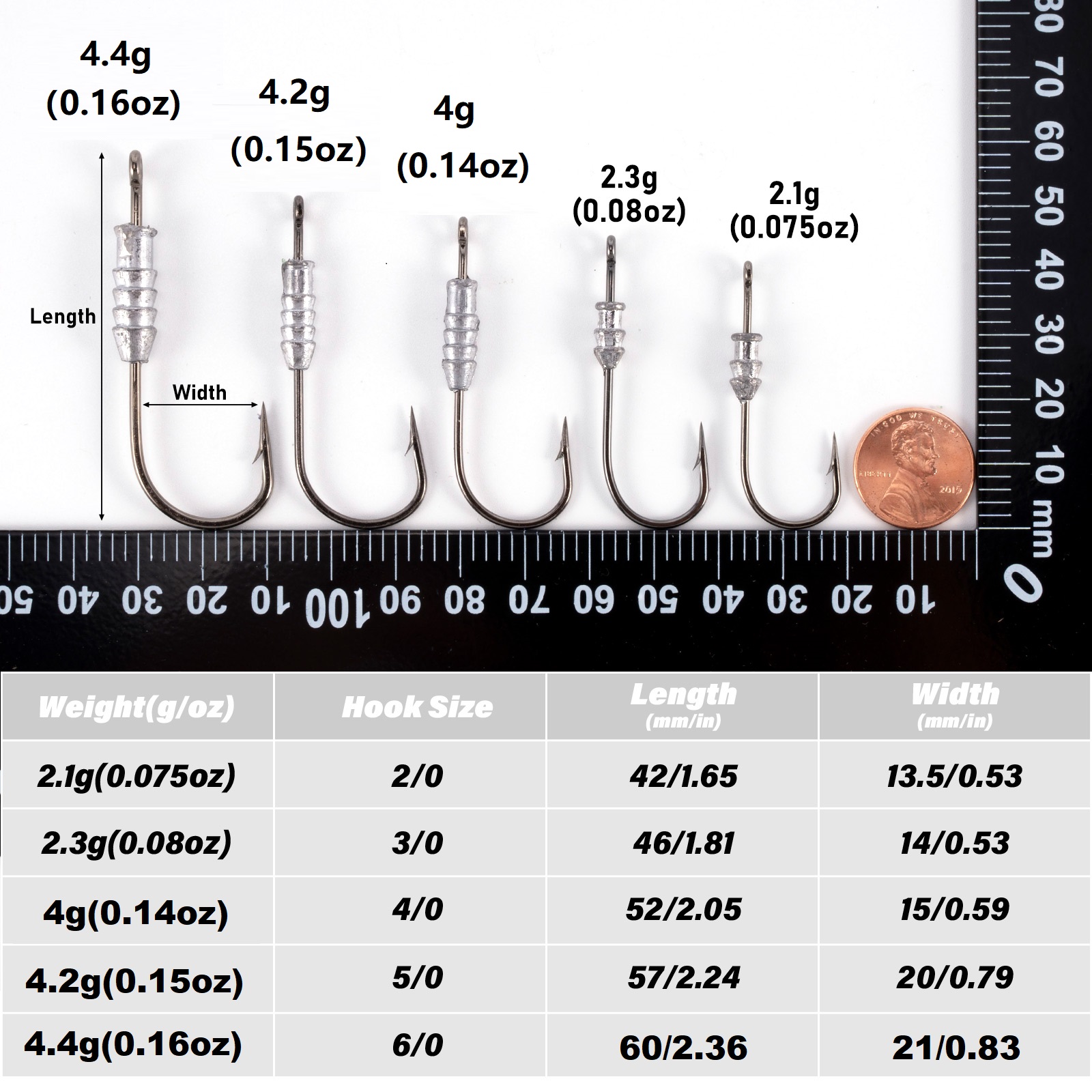 5/10pcs Fishing Weighted Worm Hooks Swimbait Bass Worm Hook for Soft Plastics Lures Jig Head Hooks Freshwater Saltwater 4g 5g 8g: 12