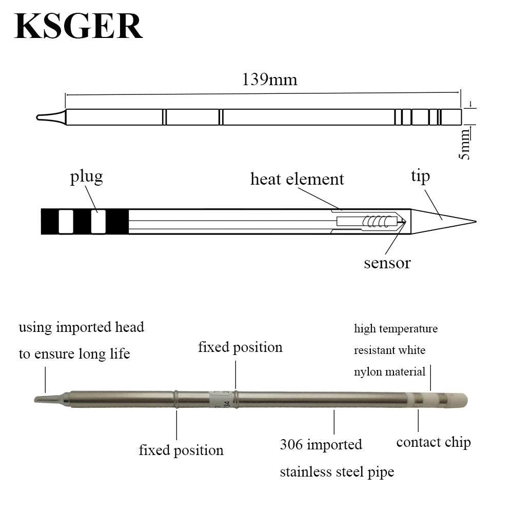 KSGER T12-B2 Tips STM32 OLED/LED Soldering Station DIY Welding Tip Soldering Iron For FX951 Hand8S Melt Tin Repair Tools
