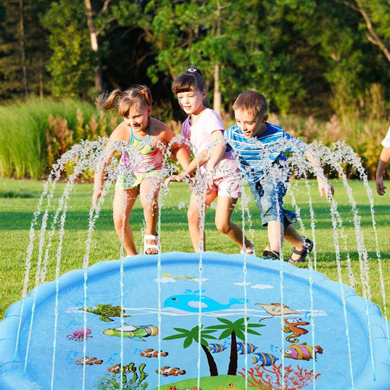 170cm Kids Water Spray Mat Sprinkler Pad Mat Children Summer Outdoor Water Splash Play Mat Lawn Inflatable Cushion Toy