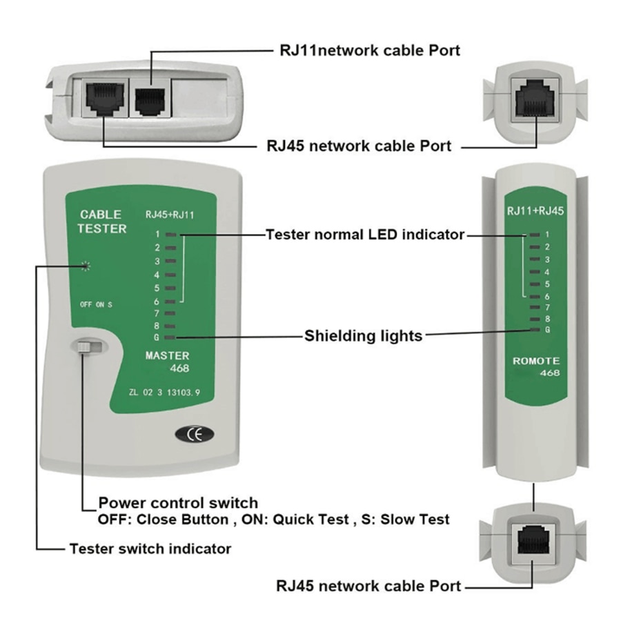 Kebidumei-probador de Cable lan RJ45, probador de Cable de red RJ45, RJ11, RJ12, CAT5, UTP, LAN, herramienta de Red