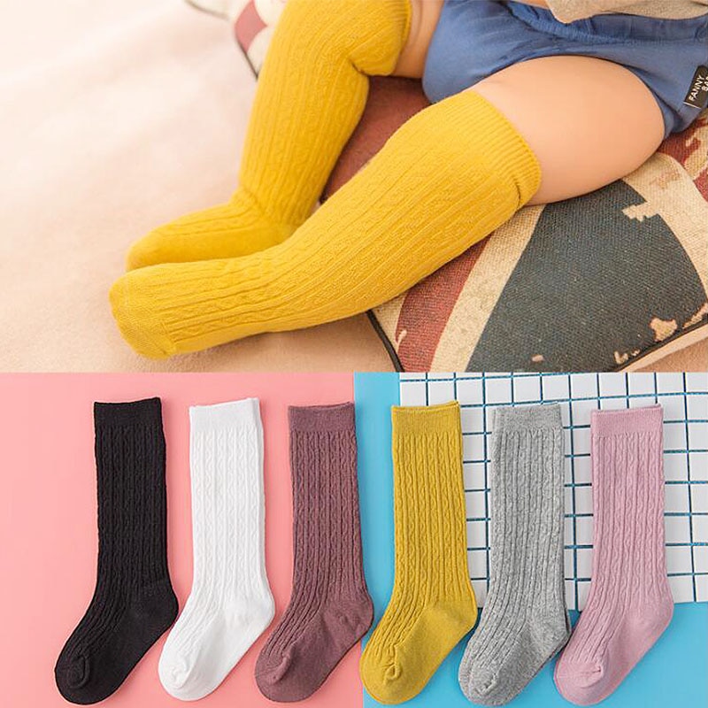 kids Baby Socks Solid Color Baby Girl Boy Socks Infant Toddler Knee High Socks Autumn Winter Warm Sokken Kids Leg Warmers