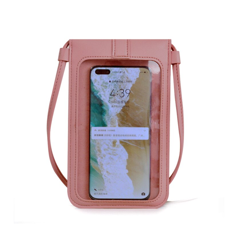 Senhoras tela de toque celular bolsa smartphone carteira couro do plutônio alça de ombro bolsa feminina moda carteira móvel 2020