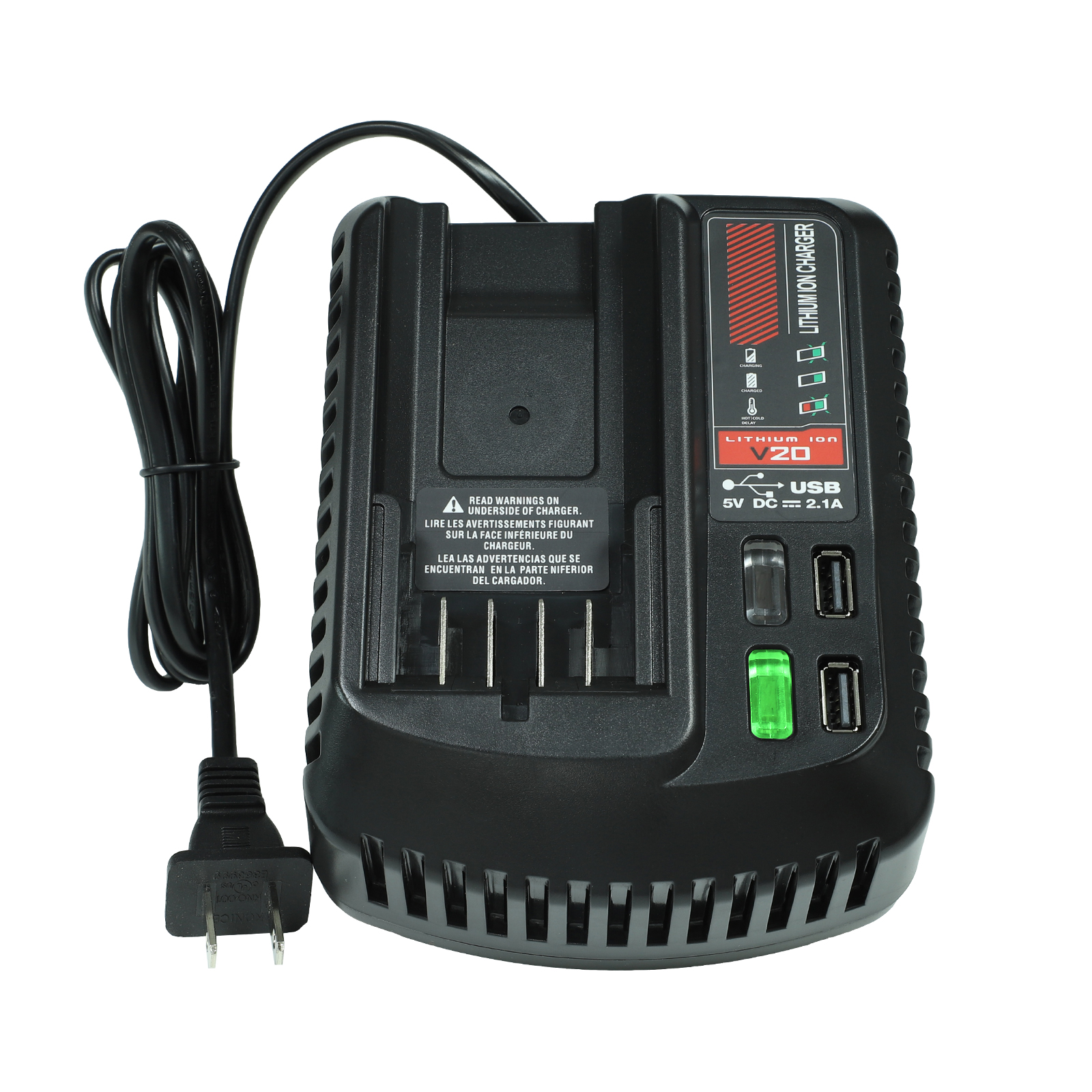 Fast Charger For Craftsman 20v 2A Li-ion Battery 100V/240V with 2 USB-A Ports Rechargeable Power Tools CMCB202 CMCB204 CMCB206