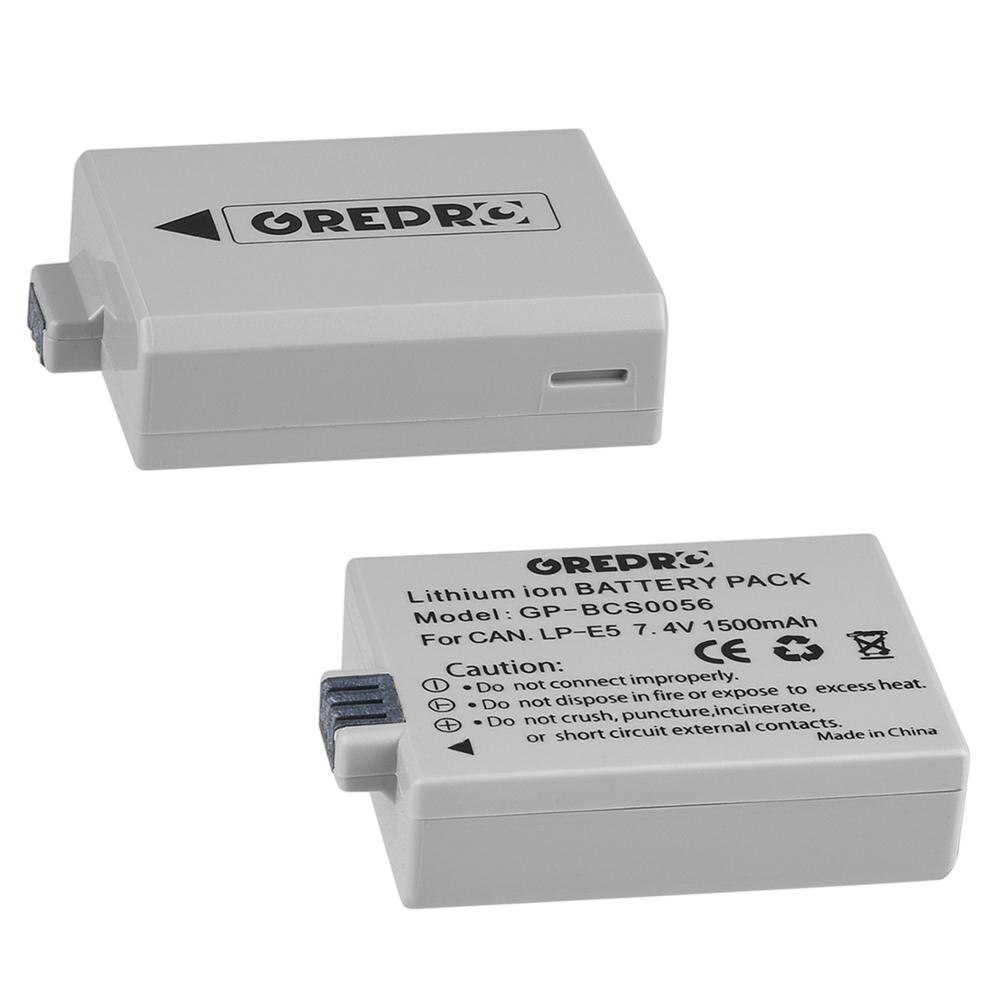 2Pcs 1500mAh LP-E5 LPE5 LP E5 Battery + LED Dual Charger with type-C Port for Canon 450D 500D 1000D Kiss X2 X3 F Rebel XSi Xli