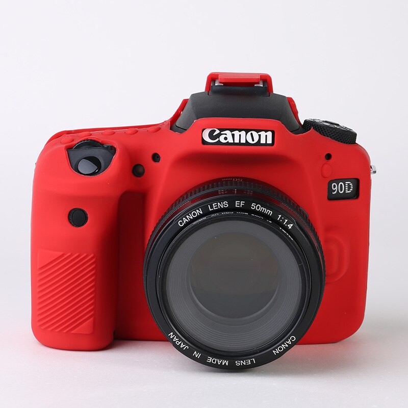 Soft Silicone Rubber Armor Skin Case DSLR Camera Body Cover Protector Bag For Canon EOS 60D 77D 80D 90D: 90D Red