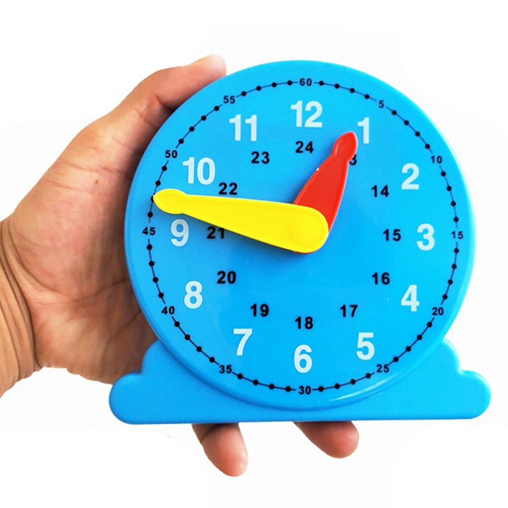 12/24 Hours Plastic Student Learning Clock Time Teacher for Kids Children built-in stands for desktop use