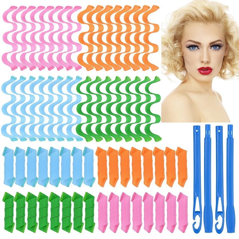 10/12 stück hitzefreie lockenwickler, magische wellenformer, spiralförmige haarwickler, wellenwickler, damen-frisurenwickler, haarstyling-werkzeuge
