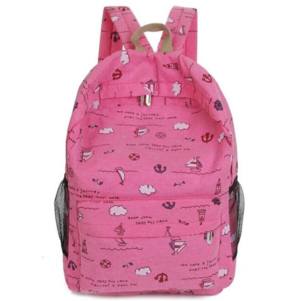 Yogodlns lona pano mochila para estudante meninas escola livro bolsa de ombro viagem das mulheres simples vela impressão bagpack: Rose Red