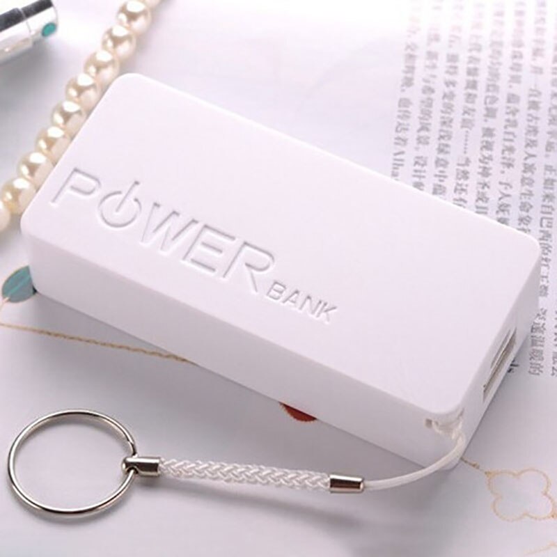 Cargador portátil de plástico para batería, caja de 2x18650, USB, 18650, 5600mAh: White No Battery