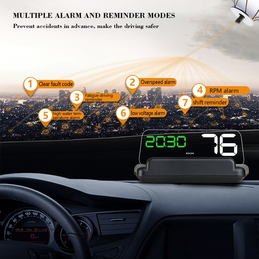 HUD C500 Display Mirror hud OBD2 Diagnostic Tool Projector Digital Speedometer Car Speed Security Alarm Head Up Display