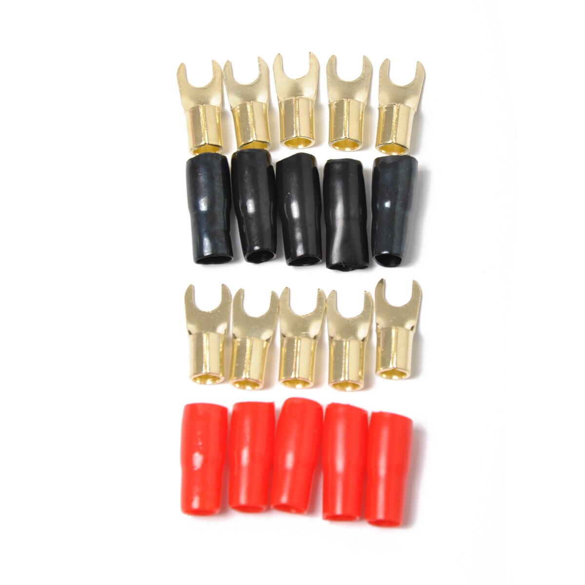 Koperen Vergulde 8 Ga Strip Spade Vork Adapters Connectoren Stekkers Crimp Barrière Spades Voor Luidsprekerkabel Kabel Terminal Plug