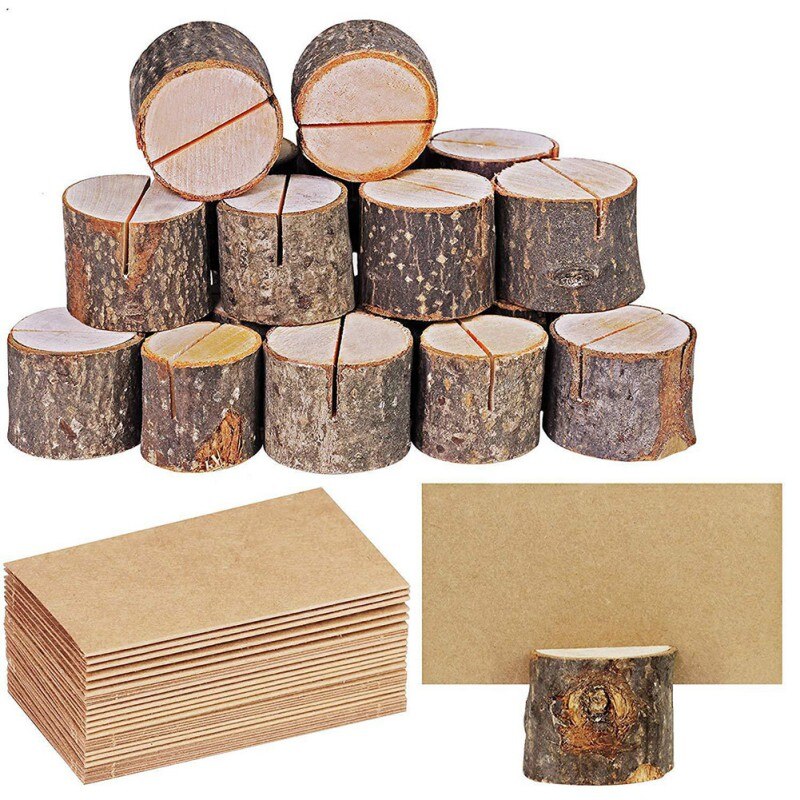 10Pcs Houten Stump Visitekaartjes Houder Wedding Party Naam Kaarthouder Stand Tafel Menu Foto Handige Kaarthouder: Default Title
