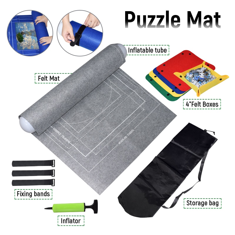 Puzzles Board Jigsaw Mat Set Felt Play Mat Puzzle Storage Accessories Roll Up Blanket with Guide Line Puzzle Mats for Adult Kids