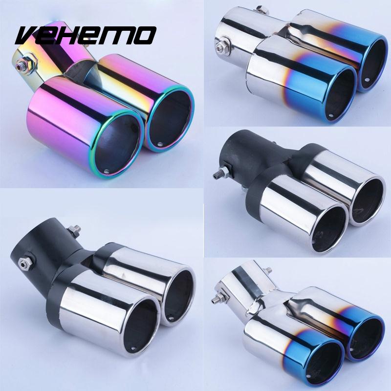 Stainless Steel Auto Car Vehicle Curved Tail Throat Exhaust Pipe Chrome^