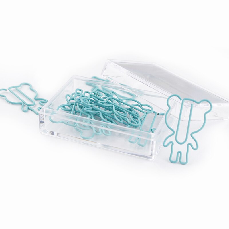 Pin con forma de oso de dibujos animados, Clip de papel con forma de oso Panda, suministros de oficina, Clips de papel, accesorios de oficina, Clipes: blue