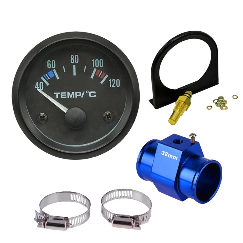 Dragon 52mm svart skal vit bakgrundsbelysning auto bil vatten temperaturmätare temp meter 40-120 celsius: Guld-