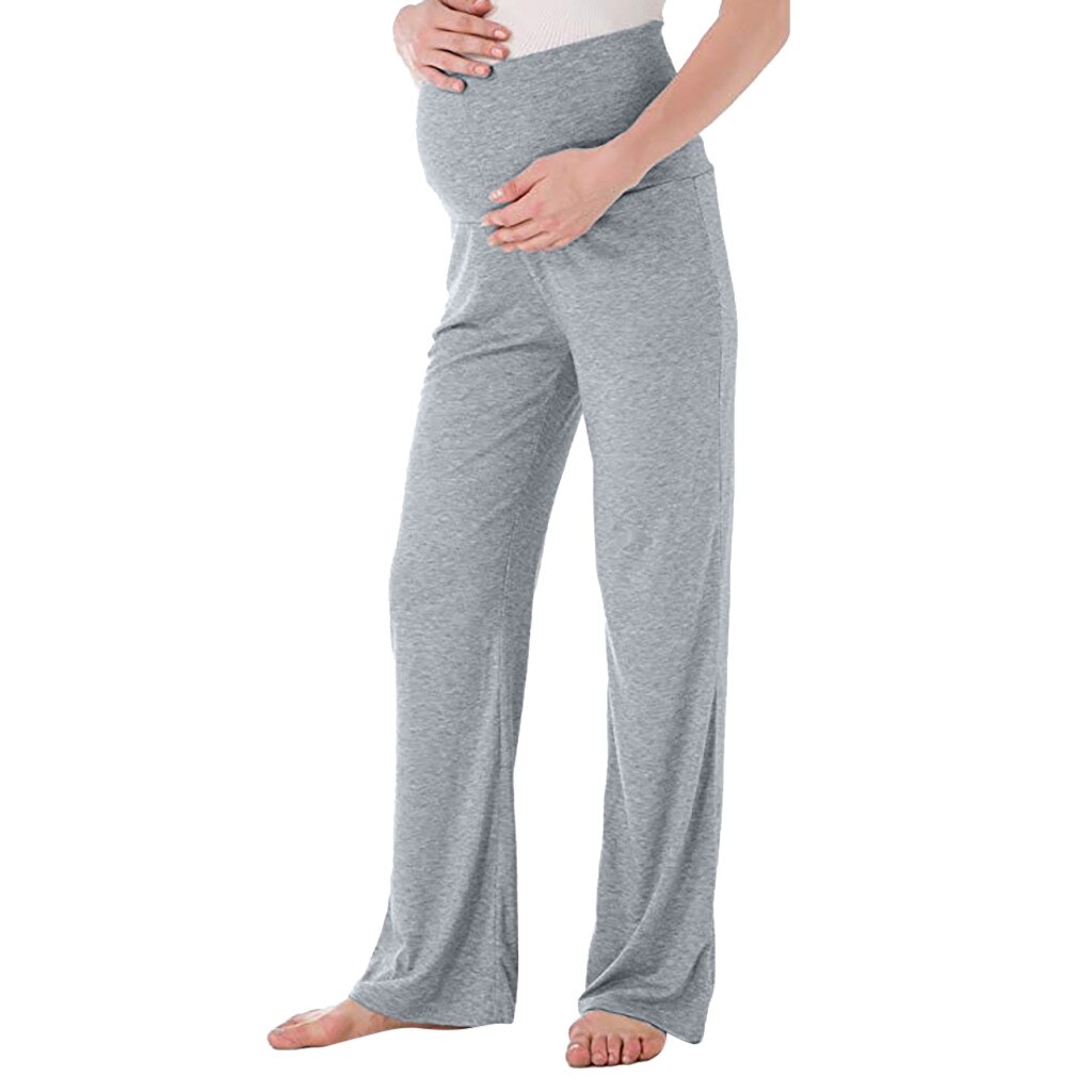 Pantalon femme enceinte femme maternité large pantalon de salon droit Stretch pantalon de grossesse pantalon femme enceinte #06: Gray / L