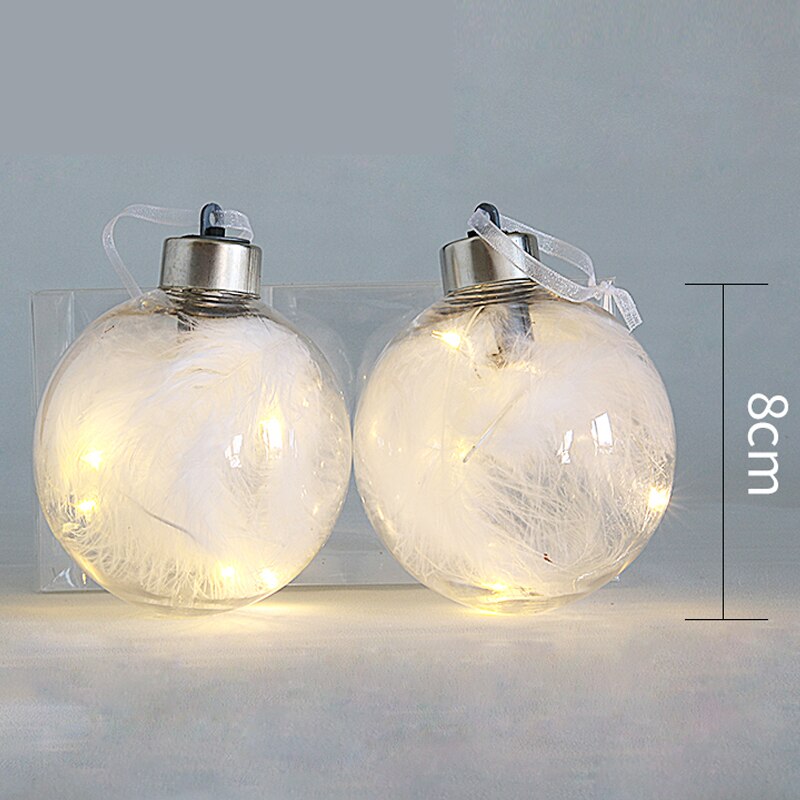 8Cm Kerst Ballen Met Verlichting Boom Ornamenten Led Licht Onbreekbaar Xmas Bruiloft Jaar Decoraties Bal