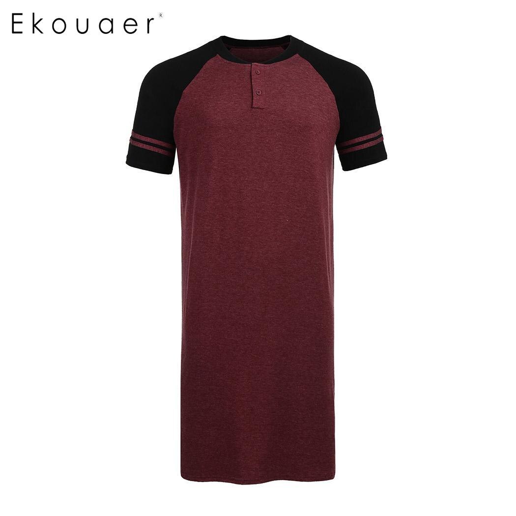 Ekouaer camisas de dormir para hombre ropa de dormir de manga corta suelta camisa de dormir larga camisas de dormir para hombre ropa de dormir cómoda para el hogar talla M-3XL