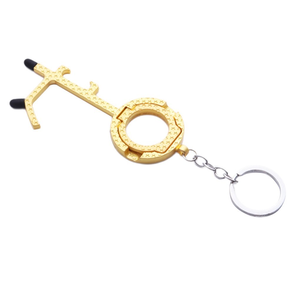 No-Touch Deuropener Lift Knop Contactloze Veiligheid Deur Opener Draagbare Key Bier Trigger Opening Deur: Goud