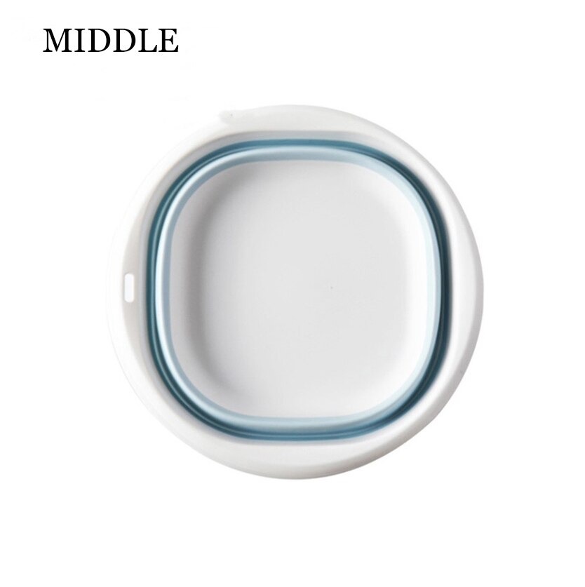 Travel Folding Washbasin Bathroom Portable Silicone Basins Kitchen Folding Laundry Bowl Camping Supplies Foldable Bath Sink: Middle blue