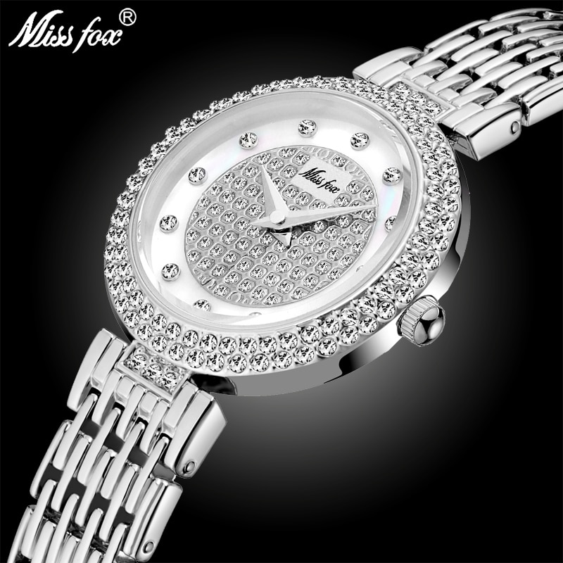 Missfox horloge dames bekende merken luxe zilveren dameshorloge armband waterdicht feesttopje voor dames