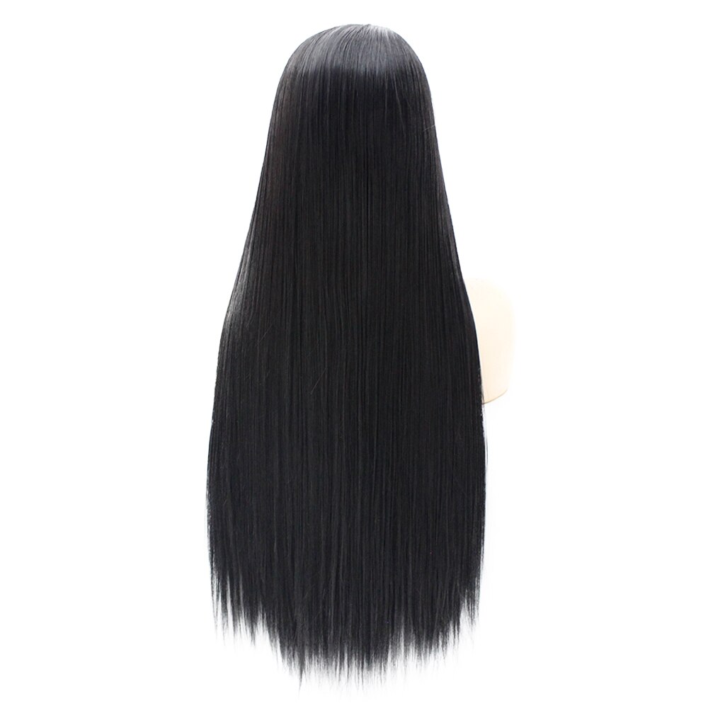 V'NICE-peluca con corte de pelo Natural, peluca con malla frontal de Color negro, parte lateral sintética resistente al calor, pelucas de pelo largo liso para mujer