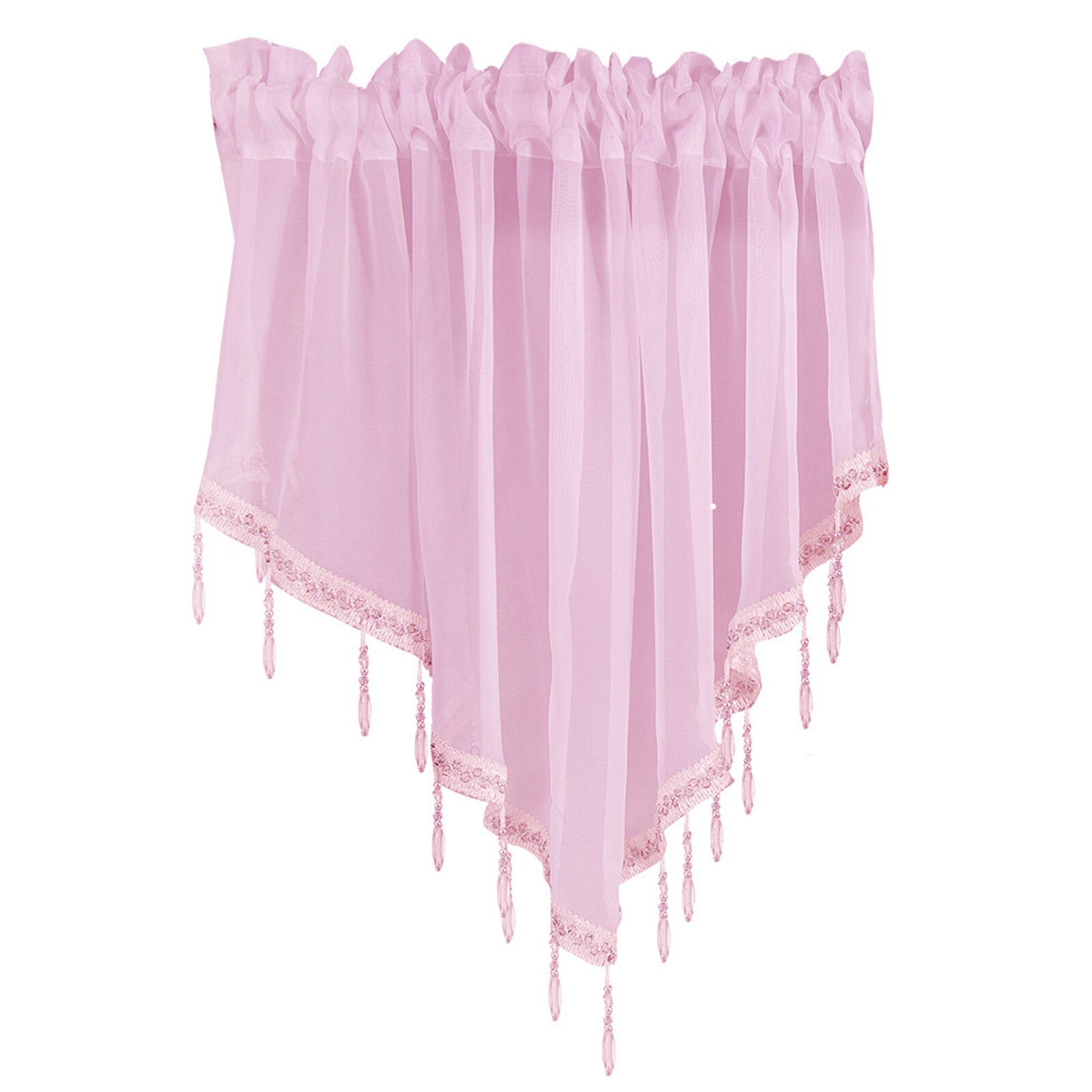 130 x 60cm woonaccessoires raam keuken eenvoudig te installeren driehoek kort gordijn slaapkamer polyester effen moderne kralen volant