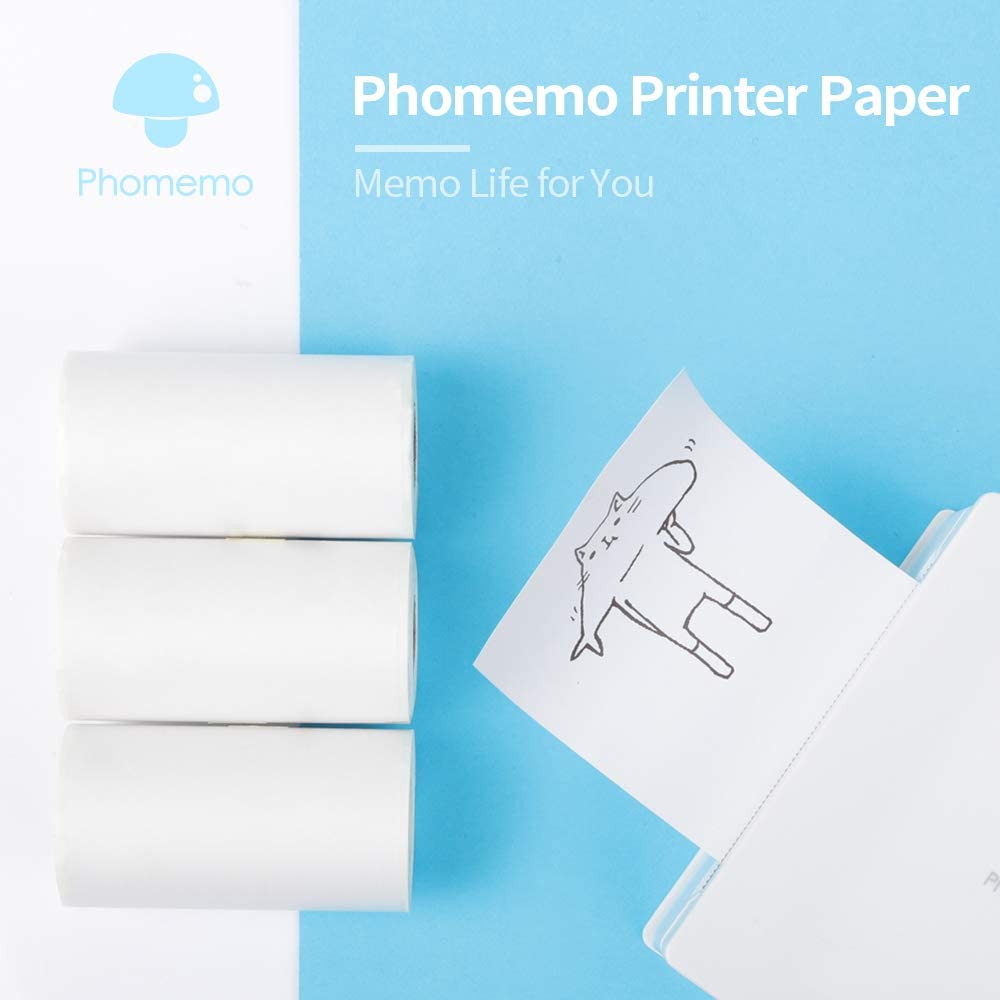 Phomemo Self-Adhesive Thermal Paper Printable Sticker Paper Roll for Phomemo M02/M02S/M02Pro Mini Bluetooth Photo Printer